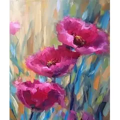 MI ARTE OCIO CONSENTIDO - Pintura por diamantes flores fucsias 20x25 cm