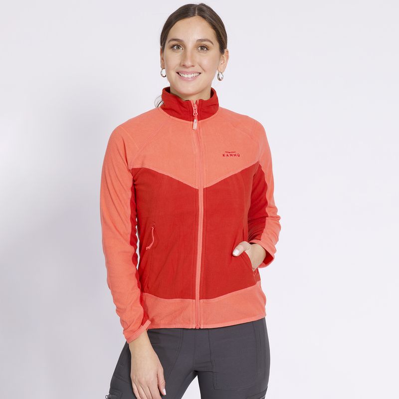 KANNU - Polar Cuadritos Cortes Slw Mujer Coral KANNU