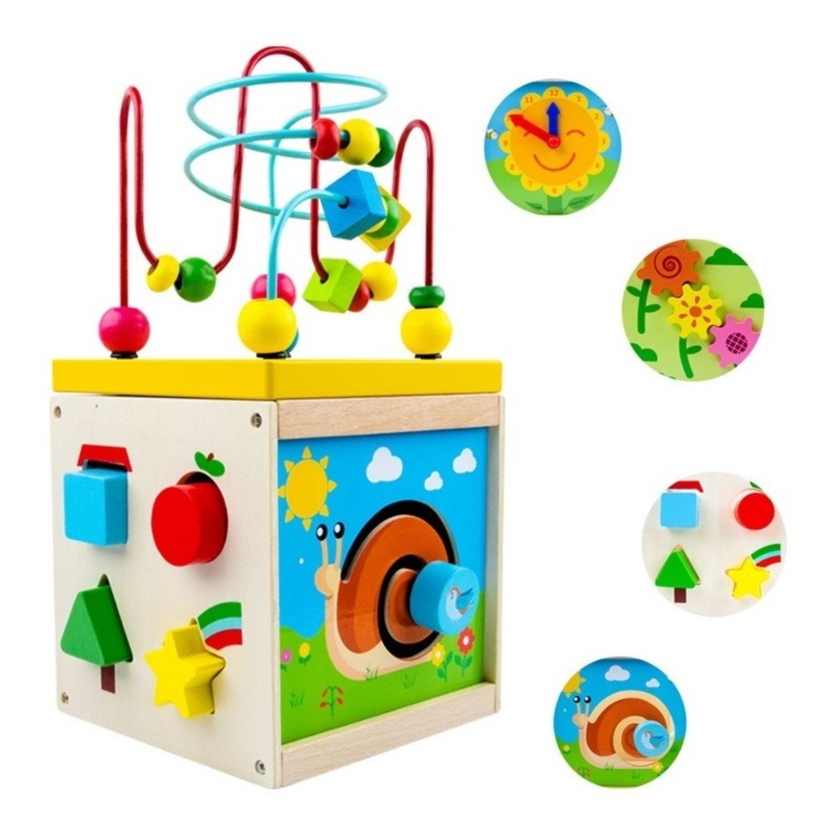 BJ HOGAR - Cubo Didáctico Juguete De Madera Bebe Infantil