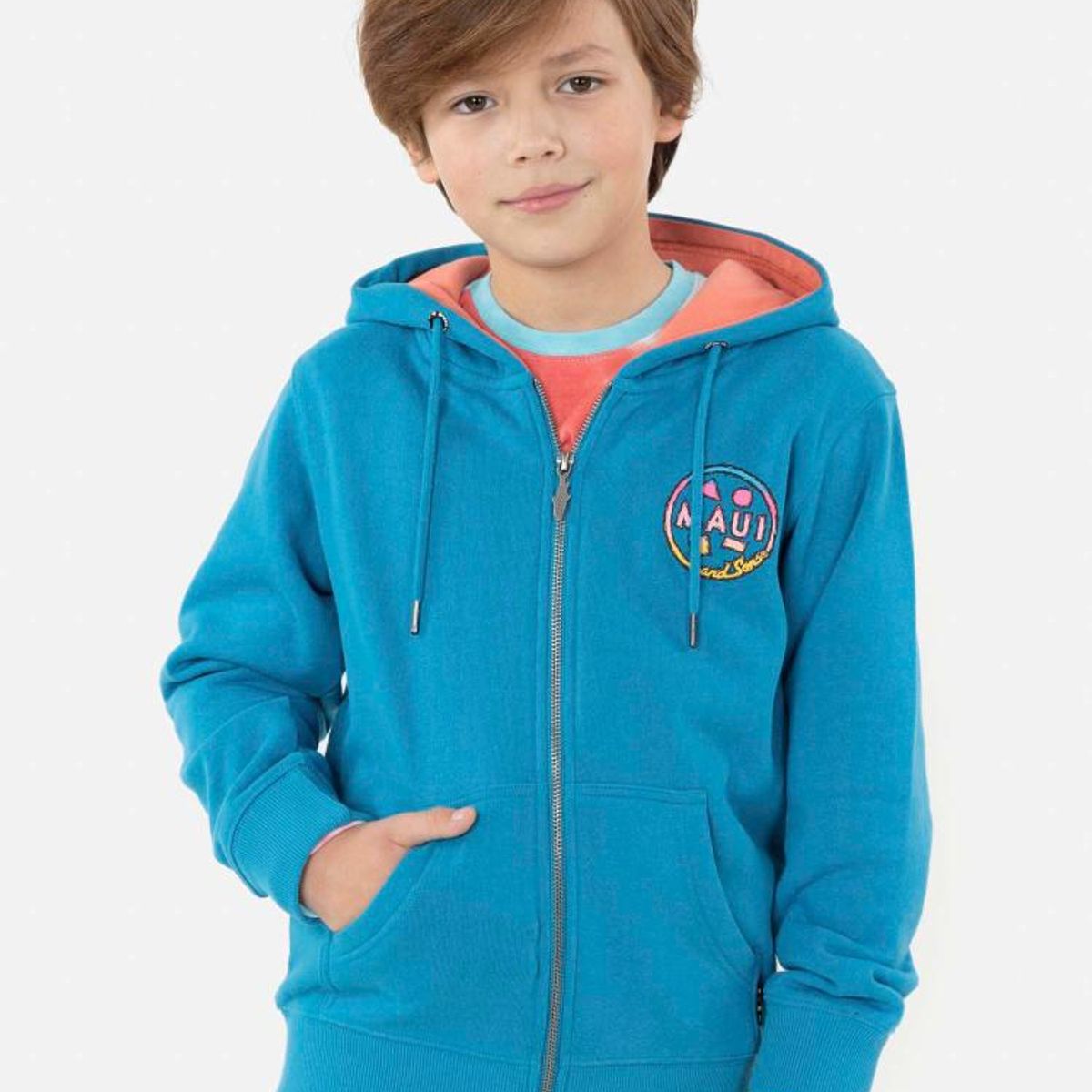 MAUI AND SONS - Poleron Fullzipper ART COOKIE Niño Azul Petróleo Maui and Sons