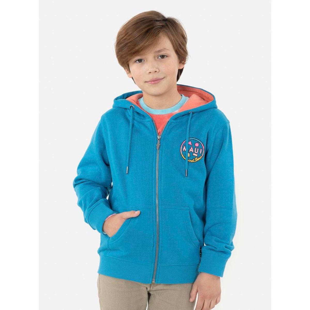 MAUI AND SONS - Poleron Fullzipper ART COOKIE Niño Azul Petróleo Maui and Sons