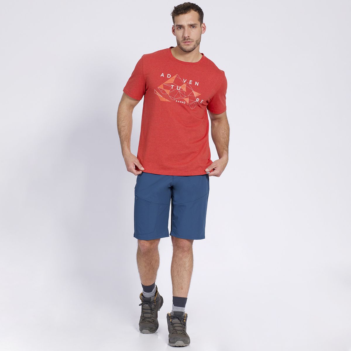 KANNU - Polera Landscape Line Hombre Naranja KANNU