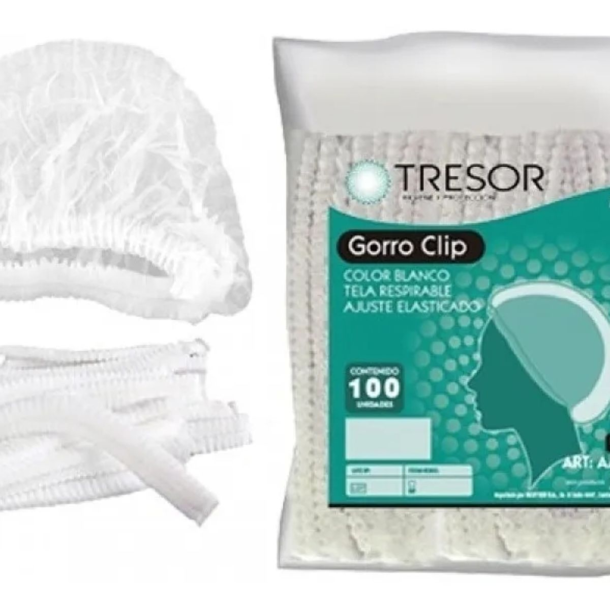 REUTTER - Gorro Clip Tipo Cofia Blanco Tresor Bolsa 100 Un