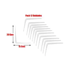 OEM - Escuadra Blanca Para Estante / Repisa De 20 X 15 Cms Pack 12 Uni