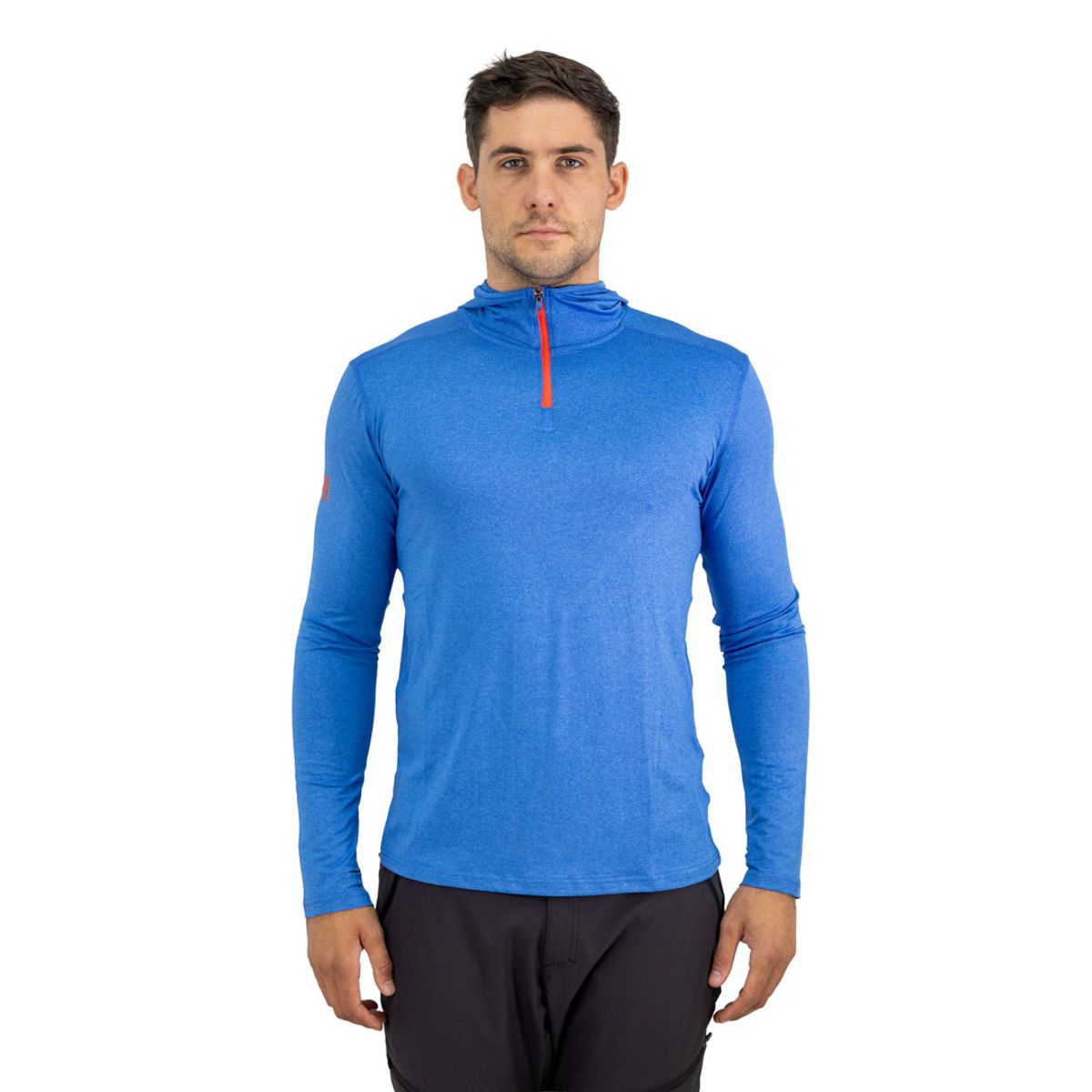 HARDWORK - Polera Dry Fit HW SPX C/ Gorro Manga Larga Hombre Blue