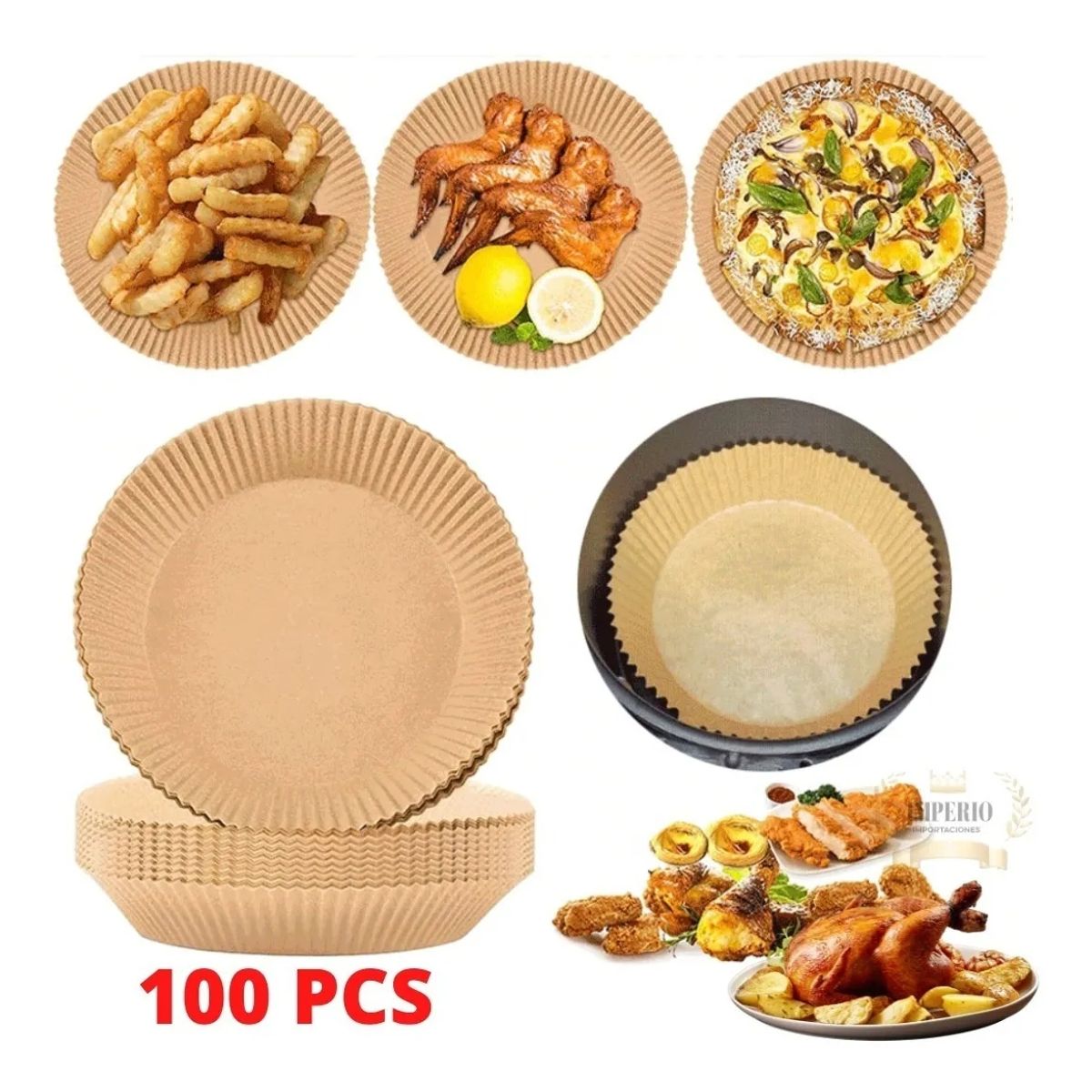 GENERICO - Forros Desechables Antiadherente Freidora 100 Pcs