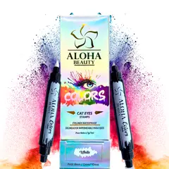 GENERICO - Delineador Cat Eyes Stamps WHITE (Kit 4 en 1) de Aloha Beauty