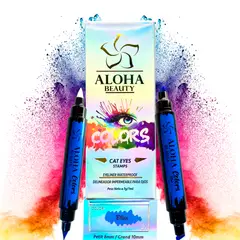 GENERICO - Delineador Cat Eyes Stamps BLUE (Kit 4 en 1) de Aloha Beauty