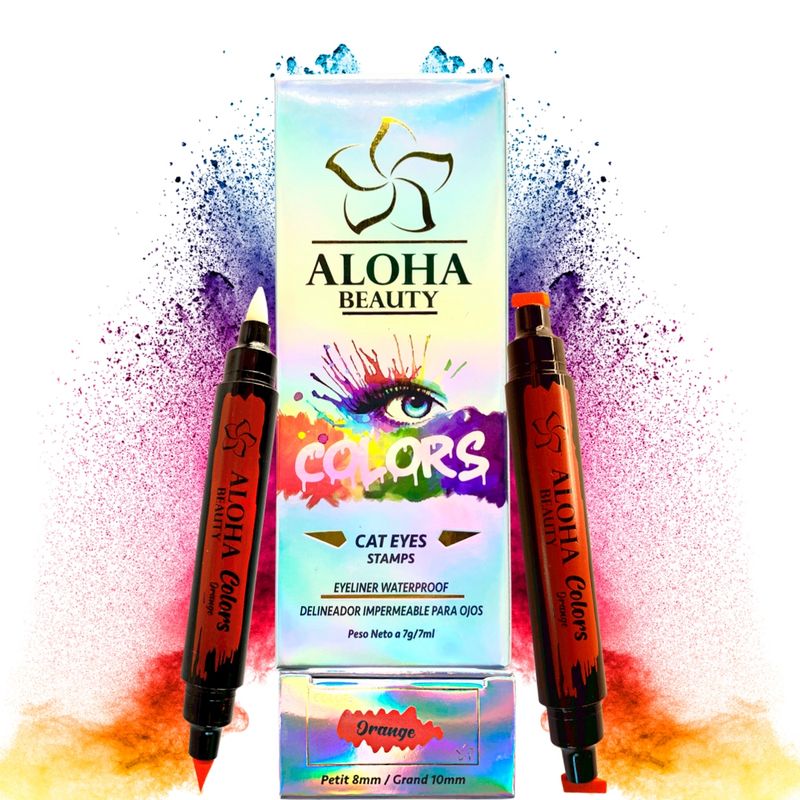 GENERICO - Delineador Cat Eyes Stamps ORANGE (Kit 4 en 1) de Aloha Beauty