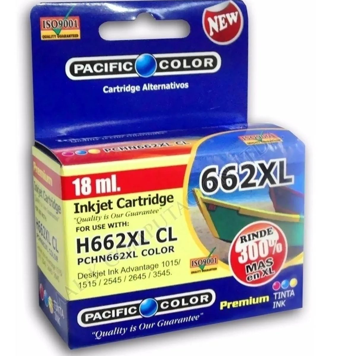 PACIFIC COLOR - Tinta 662xl Tricolor Compatible con 1015 / 1515 / 2645 / 3545