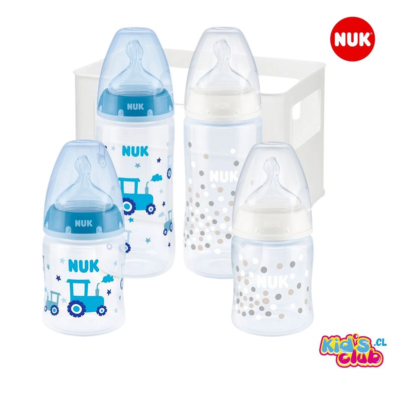 NUK - Set 4 Mamaderas NUK STARTER FIRST CHOICE 150/300 ml. AZUL.