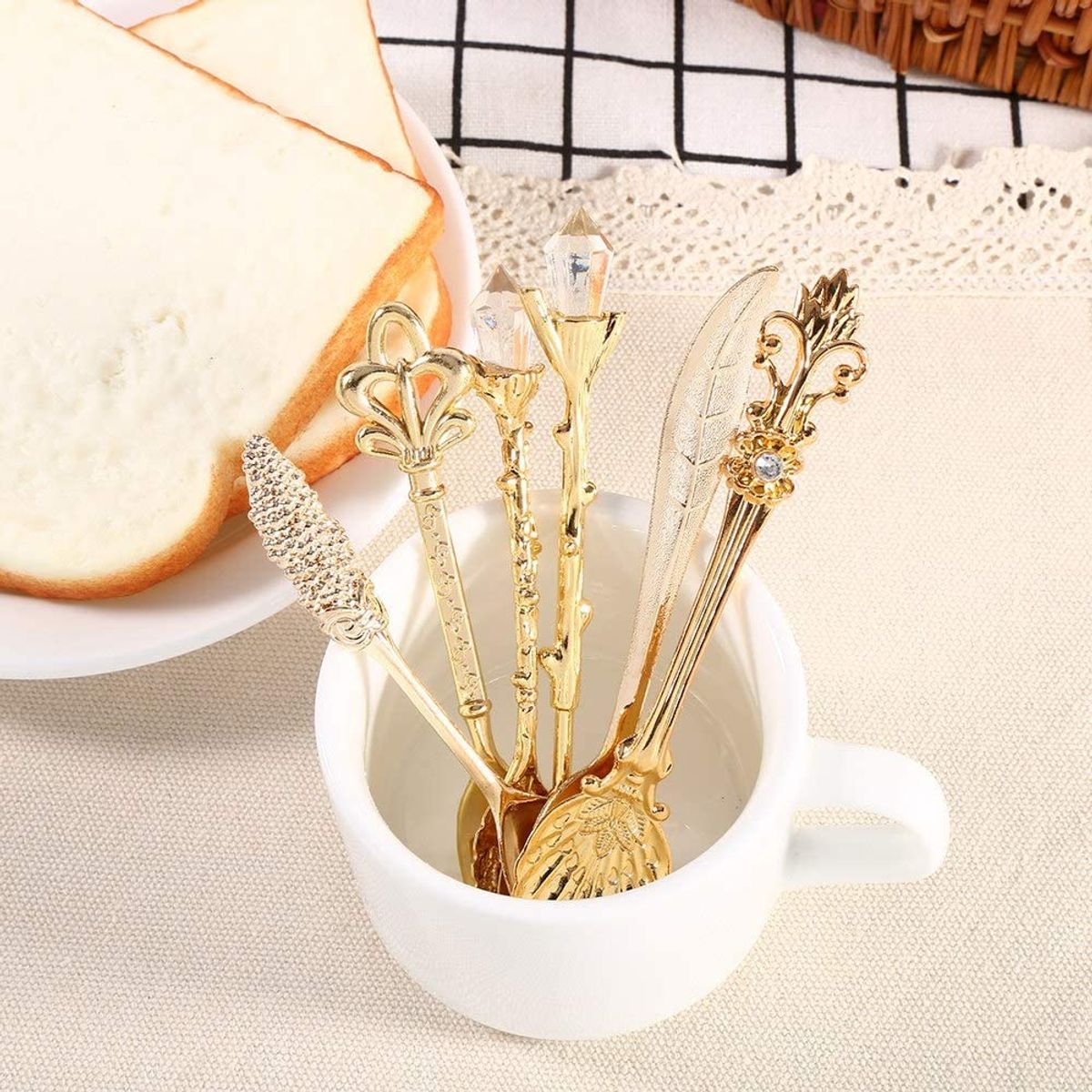 KUANGYE - Cucharas Postre Café Té vintage Retro