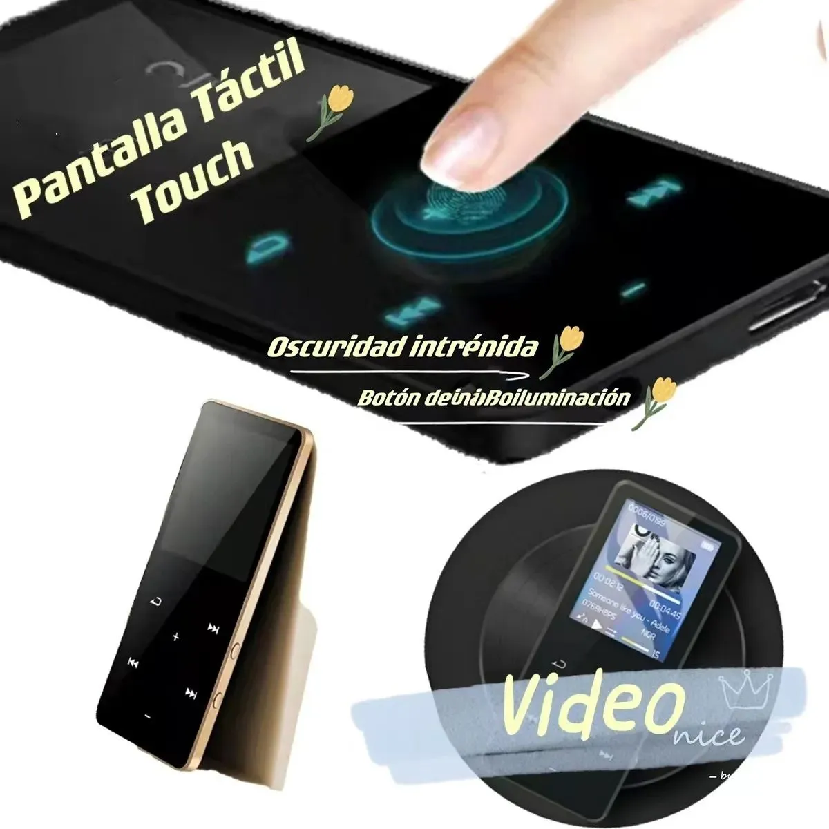 KUANGYE - Audio Reproductor Mp3 Mp4 Bluetooth Players Pantalla Tactil