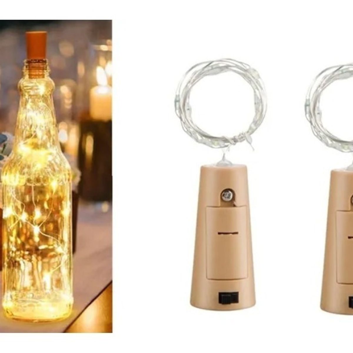 GENERICO - Pack X2 Luces Corcho Hada Alambre Micro Led Boda Deco Blanco Calido