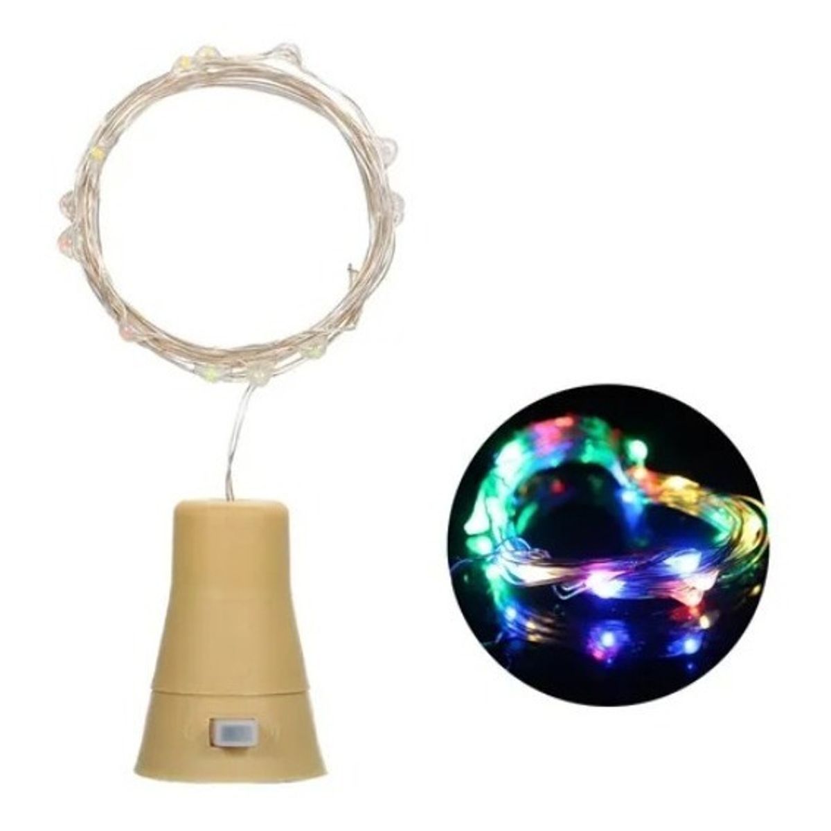 Pack X2 Luces Corcho Hada Alambre Micro Led Boda Multicolor, marca GENERICO - Foto Principal