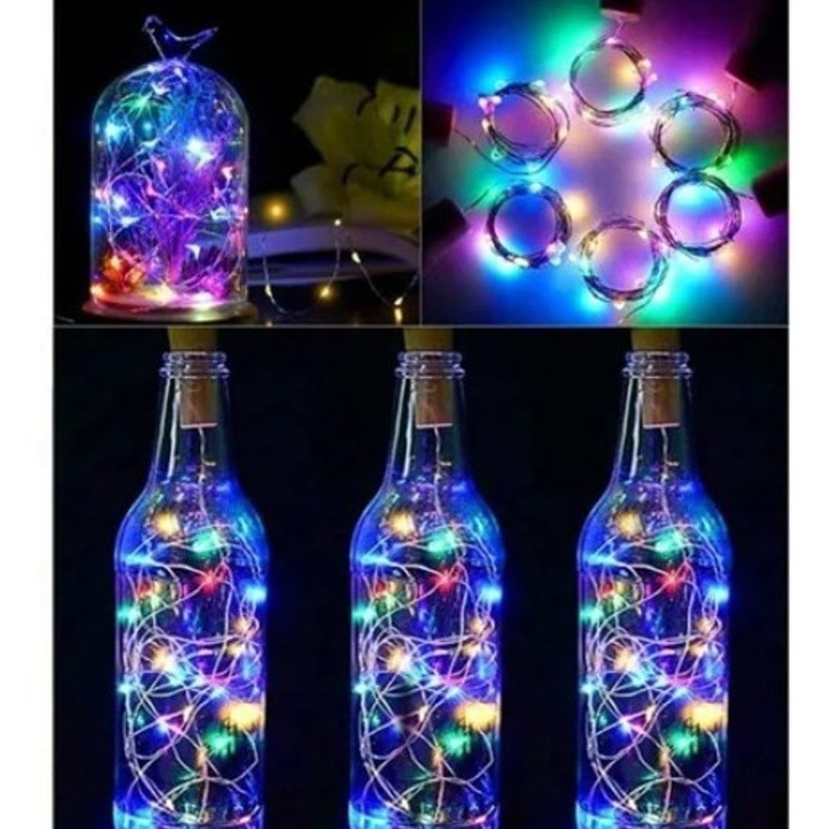 Pack X2 Luces Corcho Hada Alambre Micro Led Boda Multicolor, marca GENERICO - Foto 2