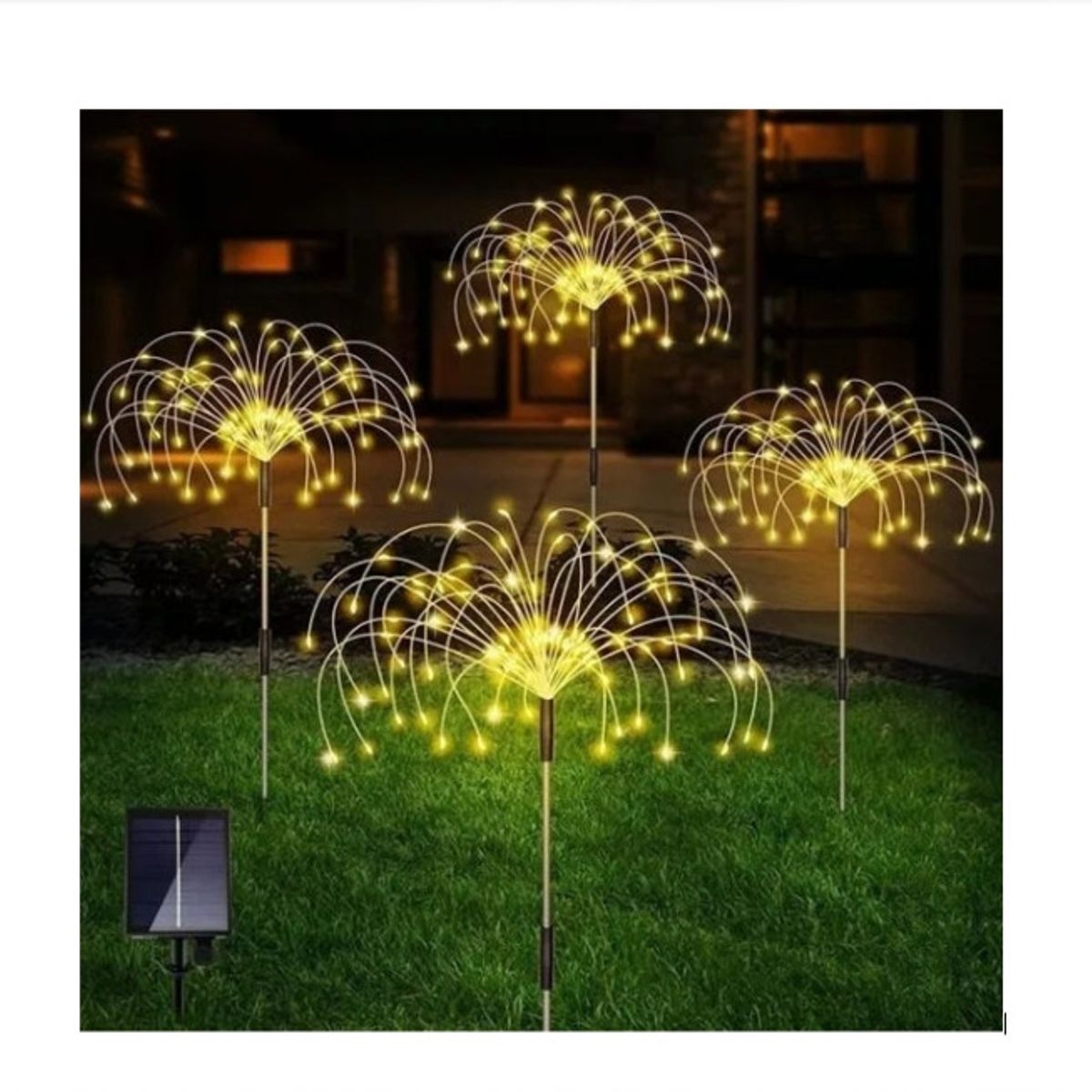 GENERICO - Pack X2 Luces Micro Led Fuego Artificial Solares Navidad Calido