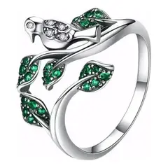 GENERICO - Anillo plata 925 pájaro colibrí ajustable mujer