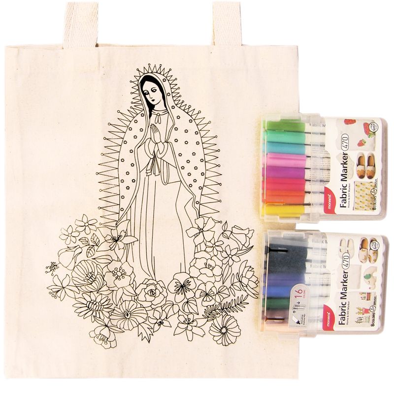 EMPORIO CURANIPE - Bolsa para pintar Virgen de Guadalupe 16 Colores