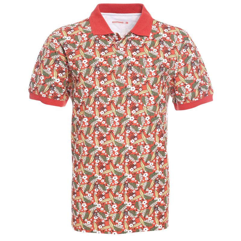 KOTTING - Polera Manga Corta Piqué Estampada Naranja oscuro KOTTING