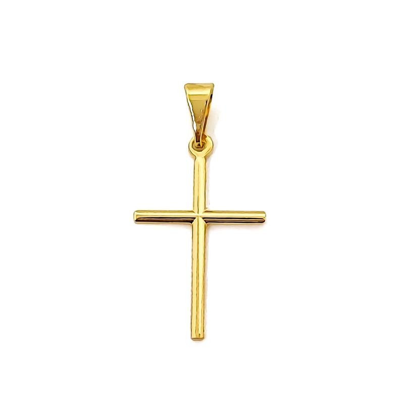 ANDREA COGGIOLA JOYAS - Colgante Cruz Tubo Enchapado Oro 18K