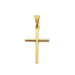 ANDREA COGGIOLA JOYAS - Colgante Cruz Tubo Enchapado Oro 18K