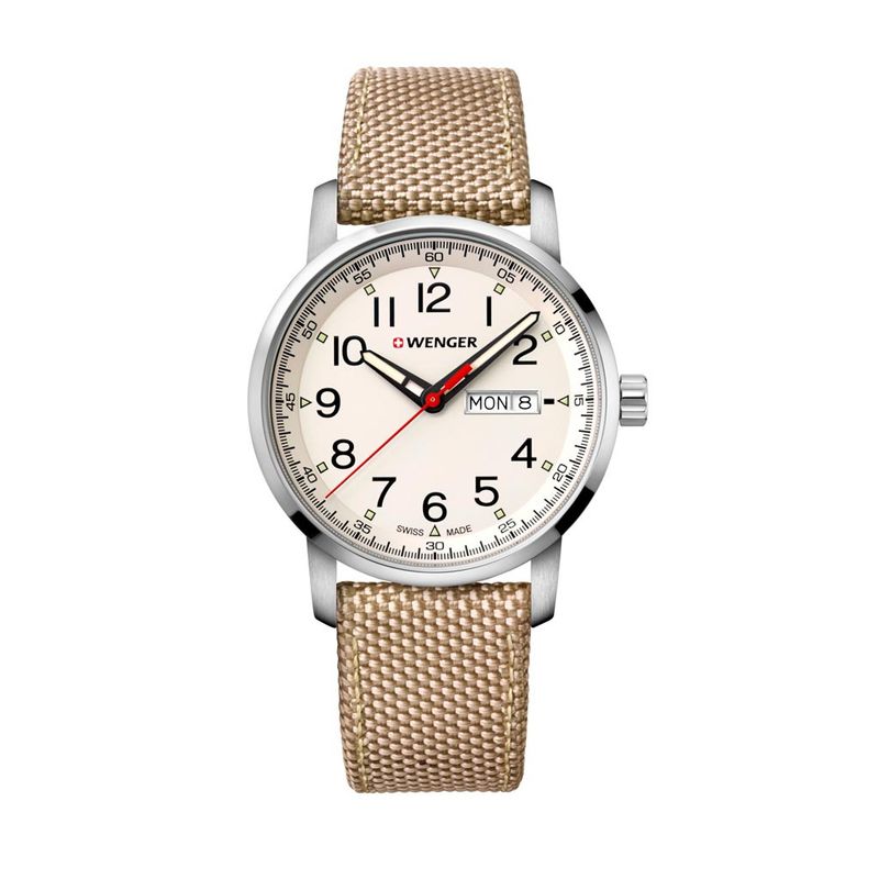 WENGER - Reloj Attitude Heritage correa beige dial blanco Wenger