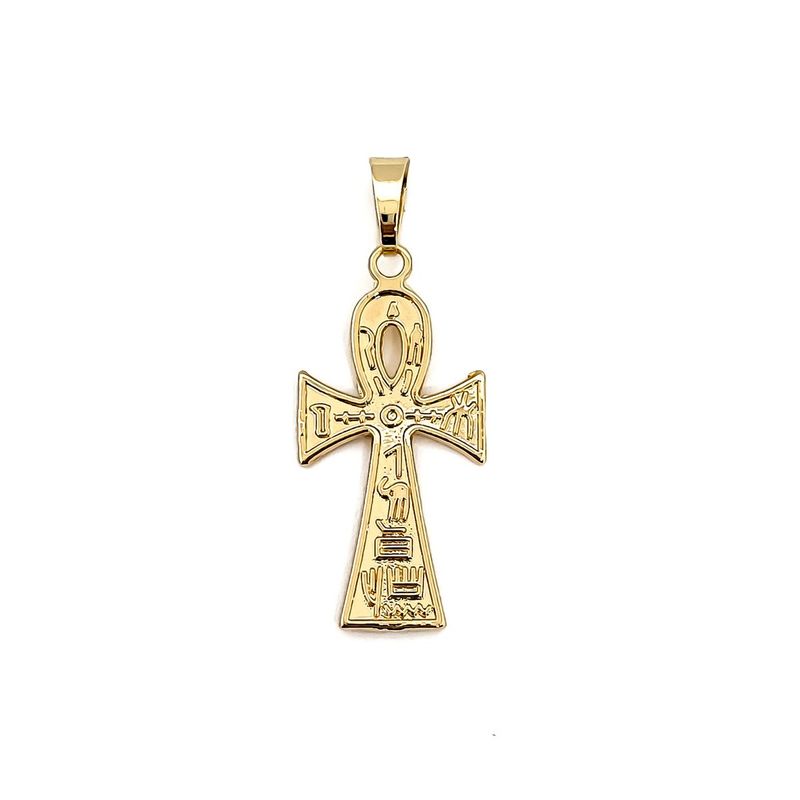 ANDREA COGGIOLA JOYAS - Colgante Cruz Símbolos Enchapado Oro 18K