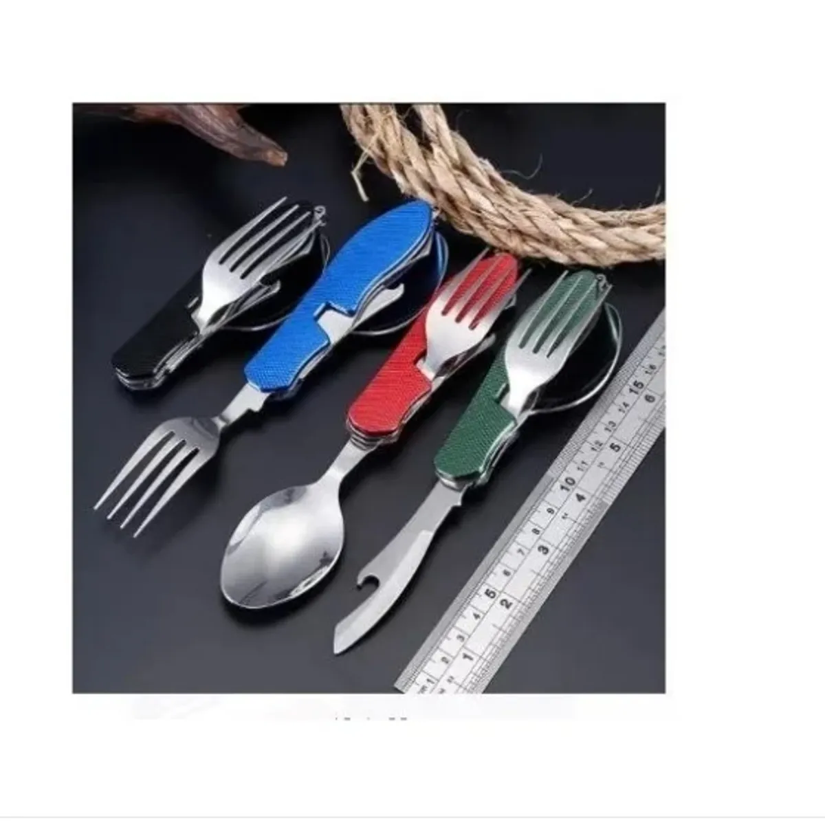 HOME ESSENTIALS - Servicio Cubiertos Separables Camping Trabajo Escuela