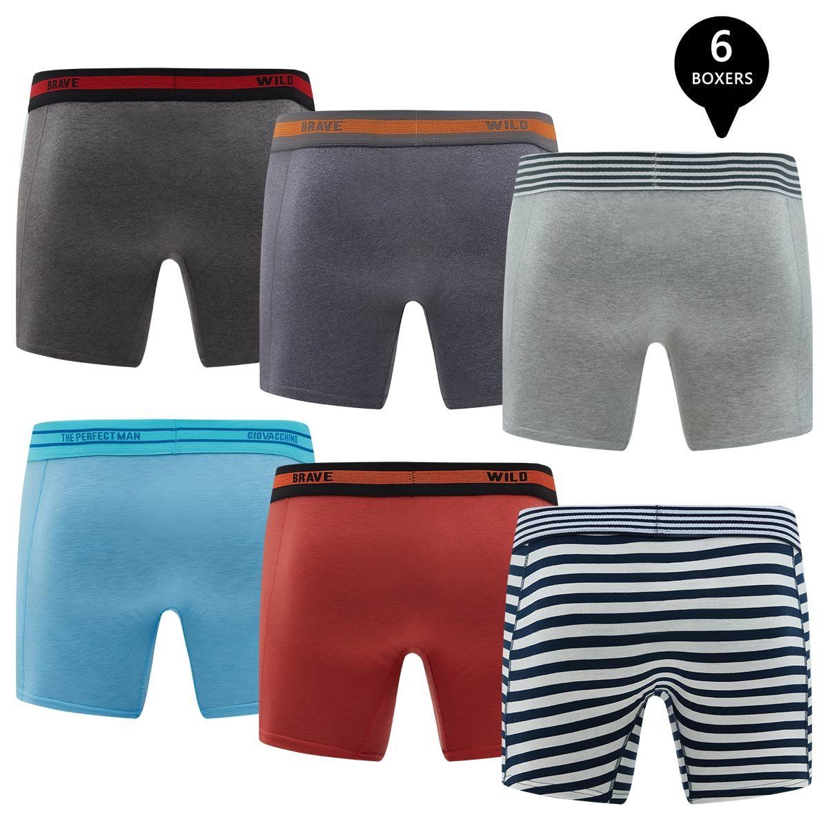 GIOVACCHINO - Pack de 6 Boxer Medio Algodon Hombre.