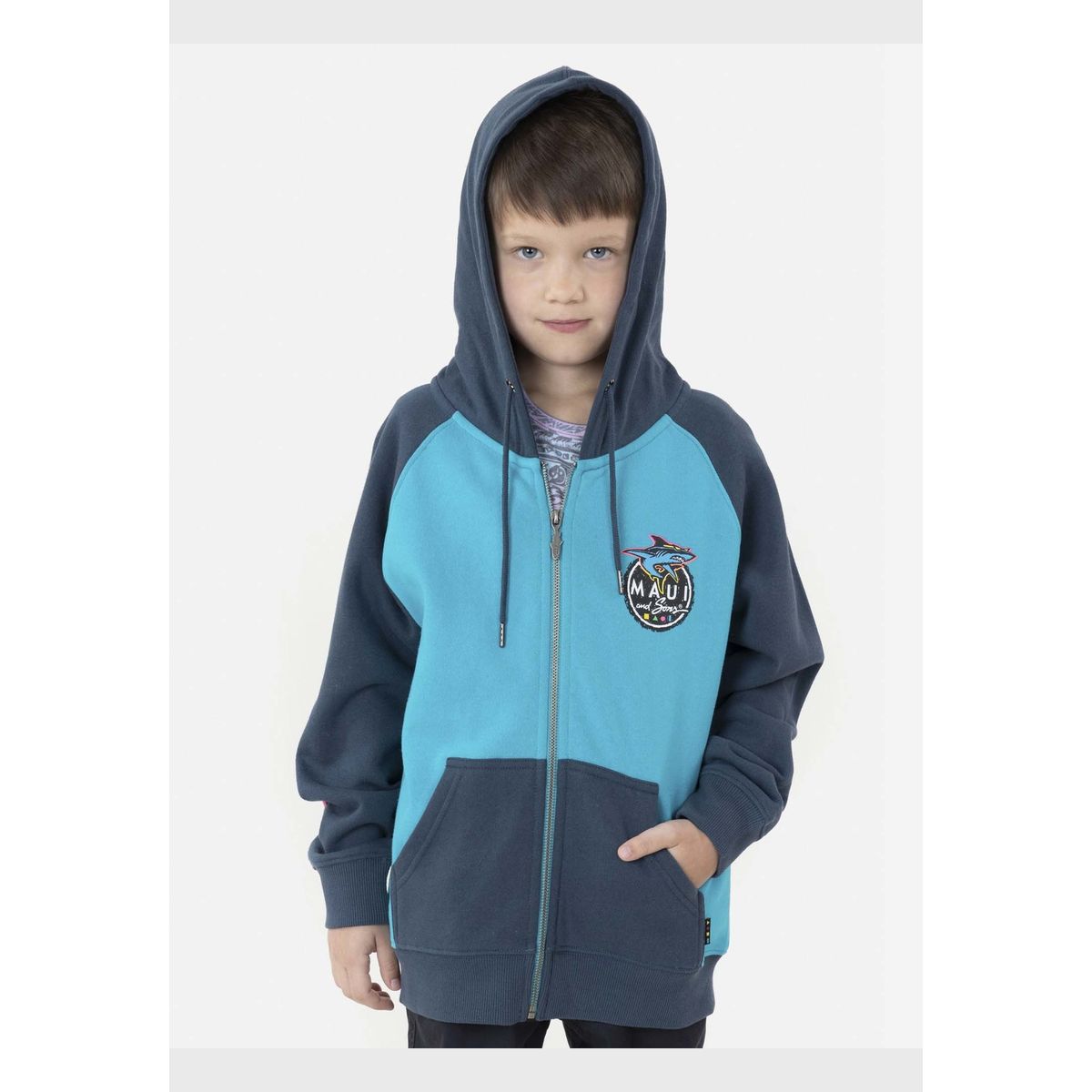 MAUI AND SONS - Poleron Fullzipper SHARK COOKIE Niño Celeste Maui and Sons