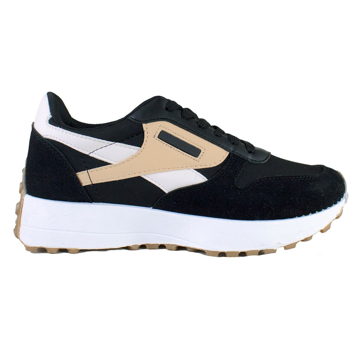 MAILEA - Zapatilla tricolor textil para mujer negro