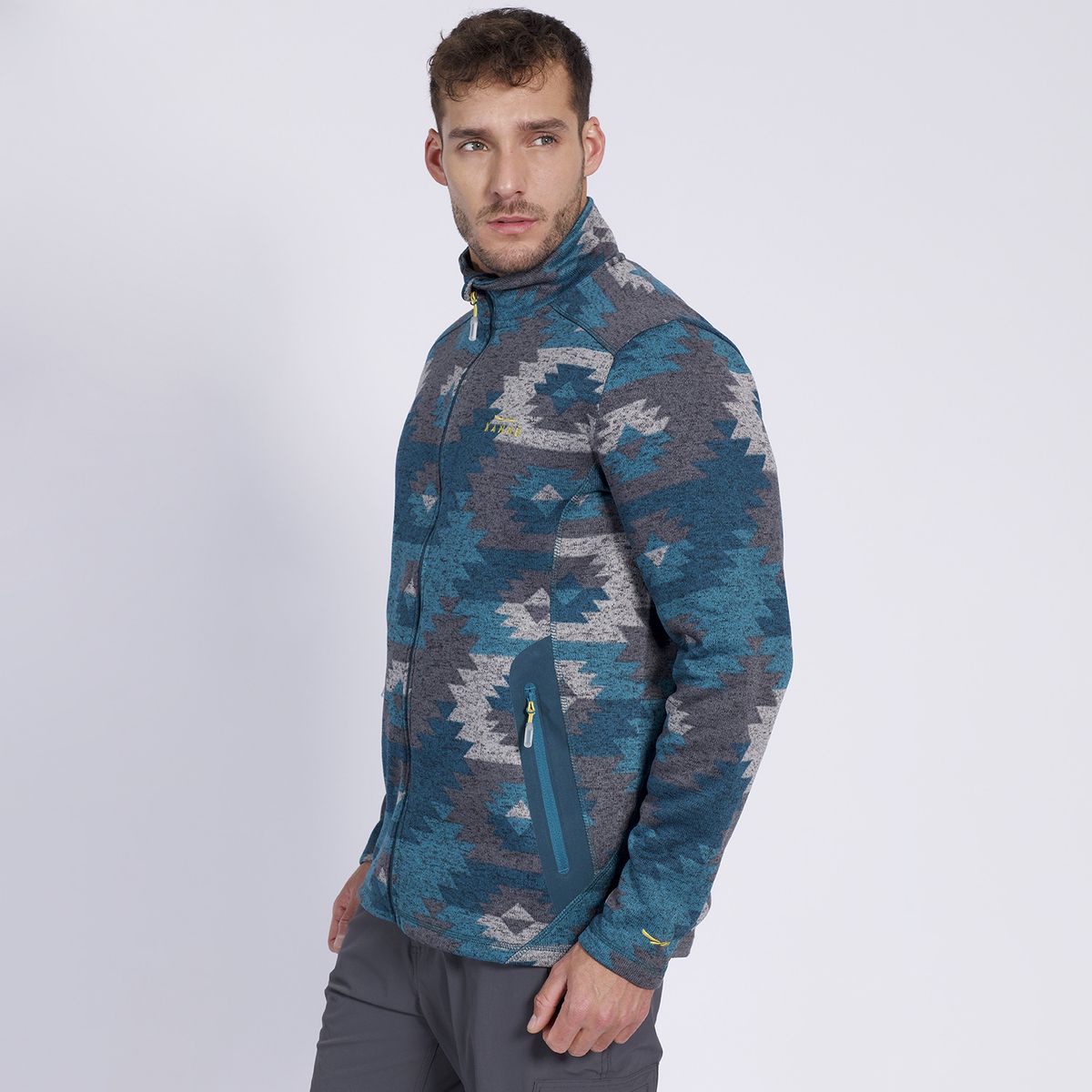 KANNU - Polar Etnico Print Full Zip Hombre Turquesa KANNU