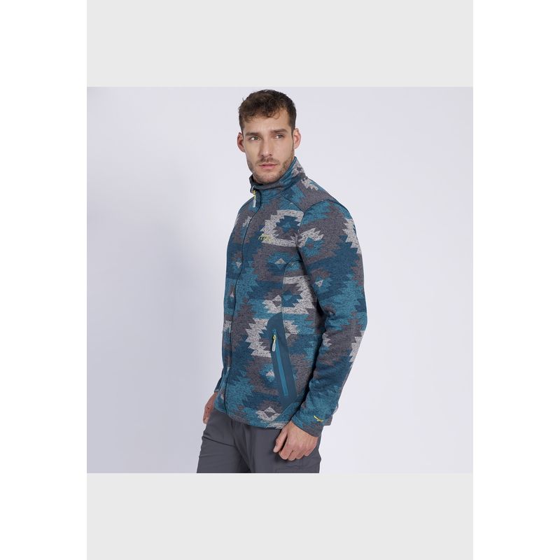 KANNU - Polar Etnico Print Full Zip Hombre Turquesa KANNU