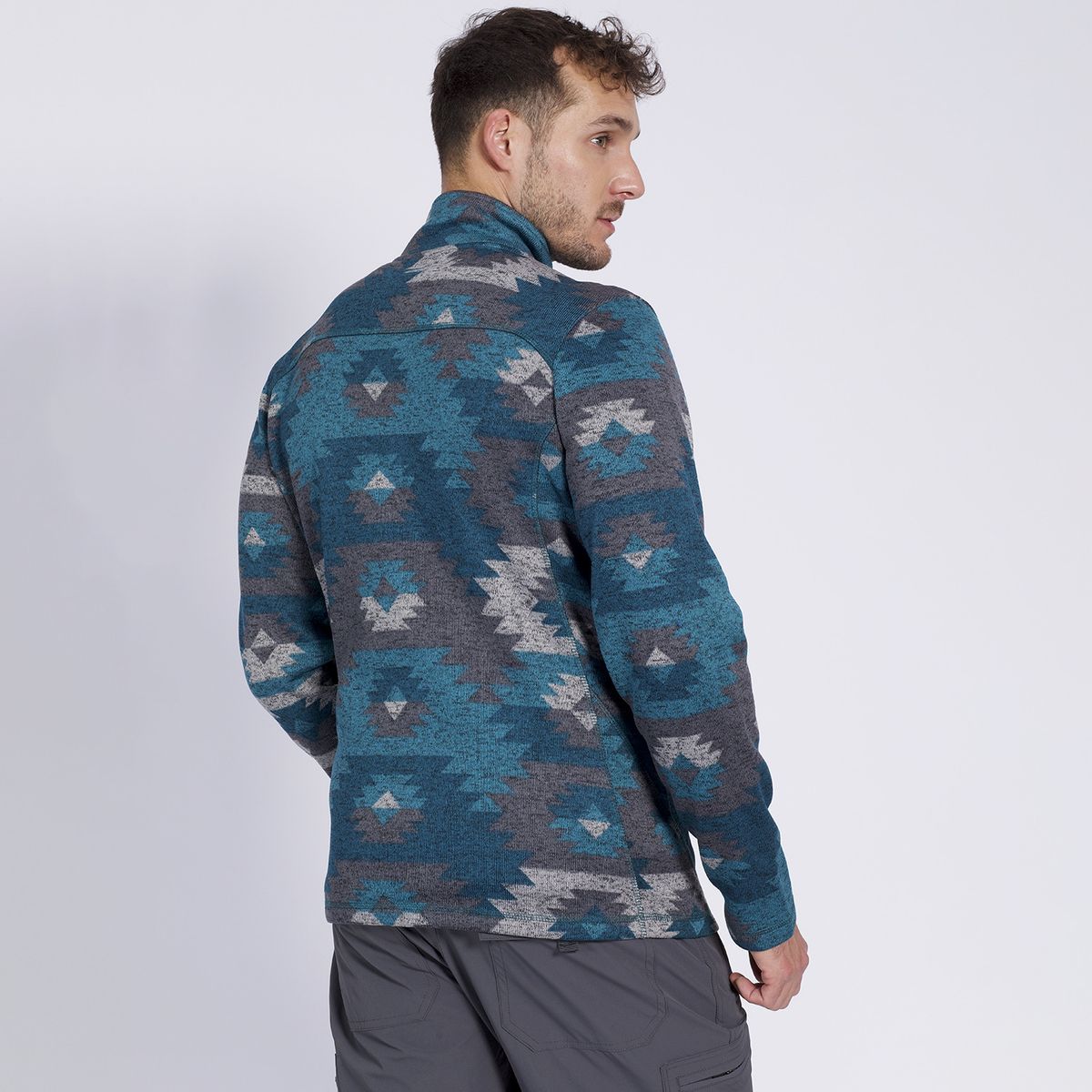 KANNU - Polar Etnico Print Full Zip Hombre Turquesa KANNU
