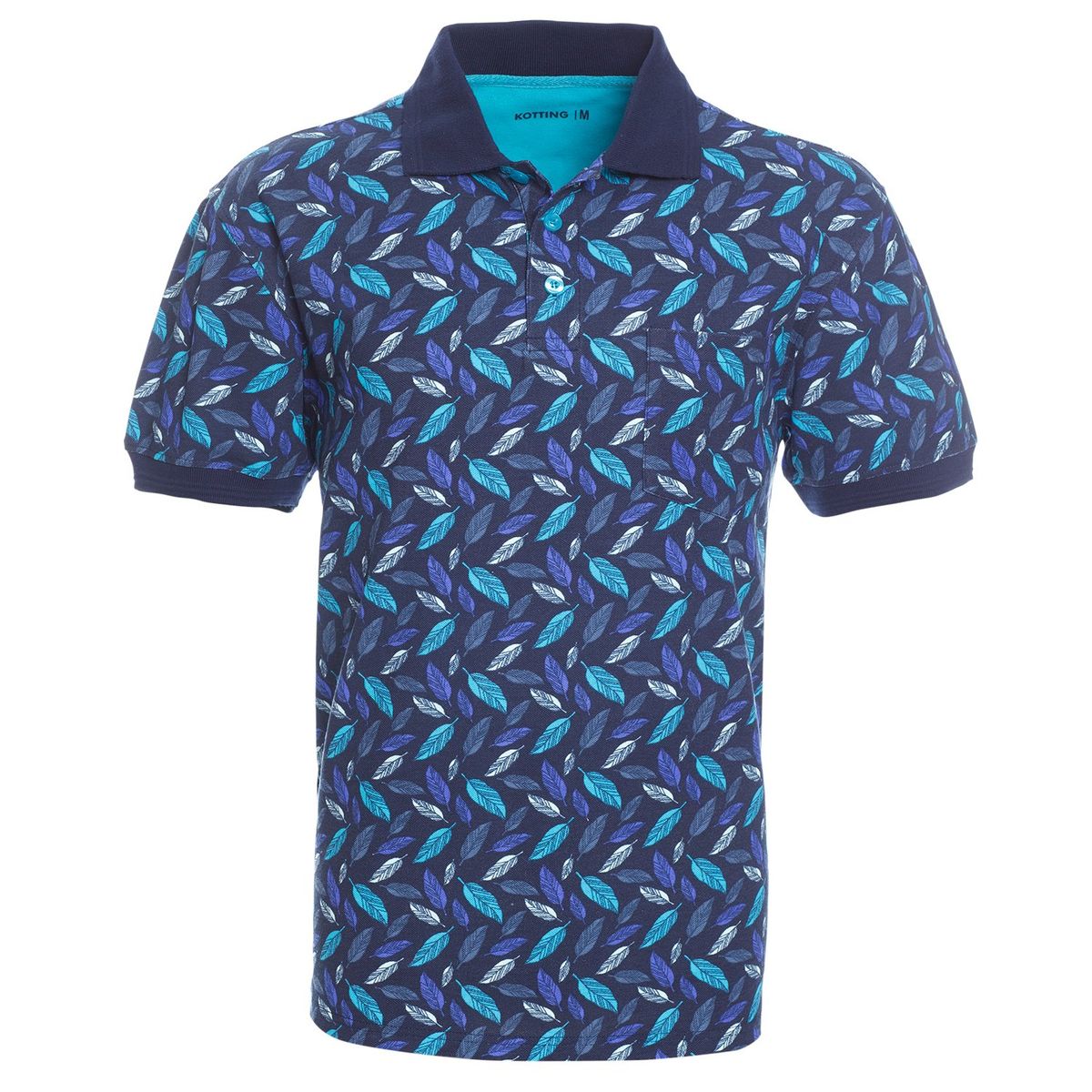 KOTTING - Polera Manga Corta Piqué Estampada Azul KOTTING