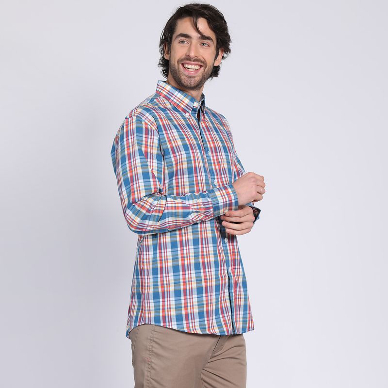 KOTTING - Camisa Manga Larga Fantasía Premium Regular Fit Botón Cuello Naranja oscuro KOTTING