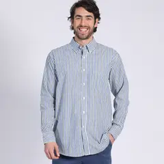 KOTTING - Camisa Manga Larga Fantasía Premium Regular Fit Botón Cuello Verde musgo