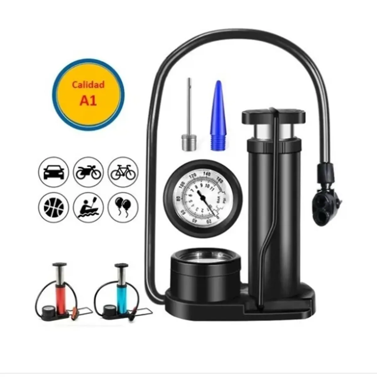 BUSTER - Bombin Inflador Con Medidor De Presión Bici Moto Pelota