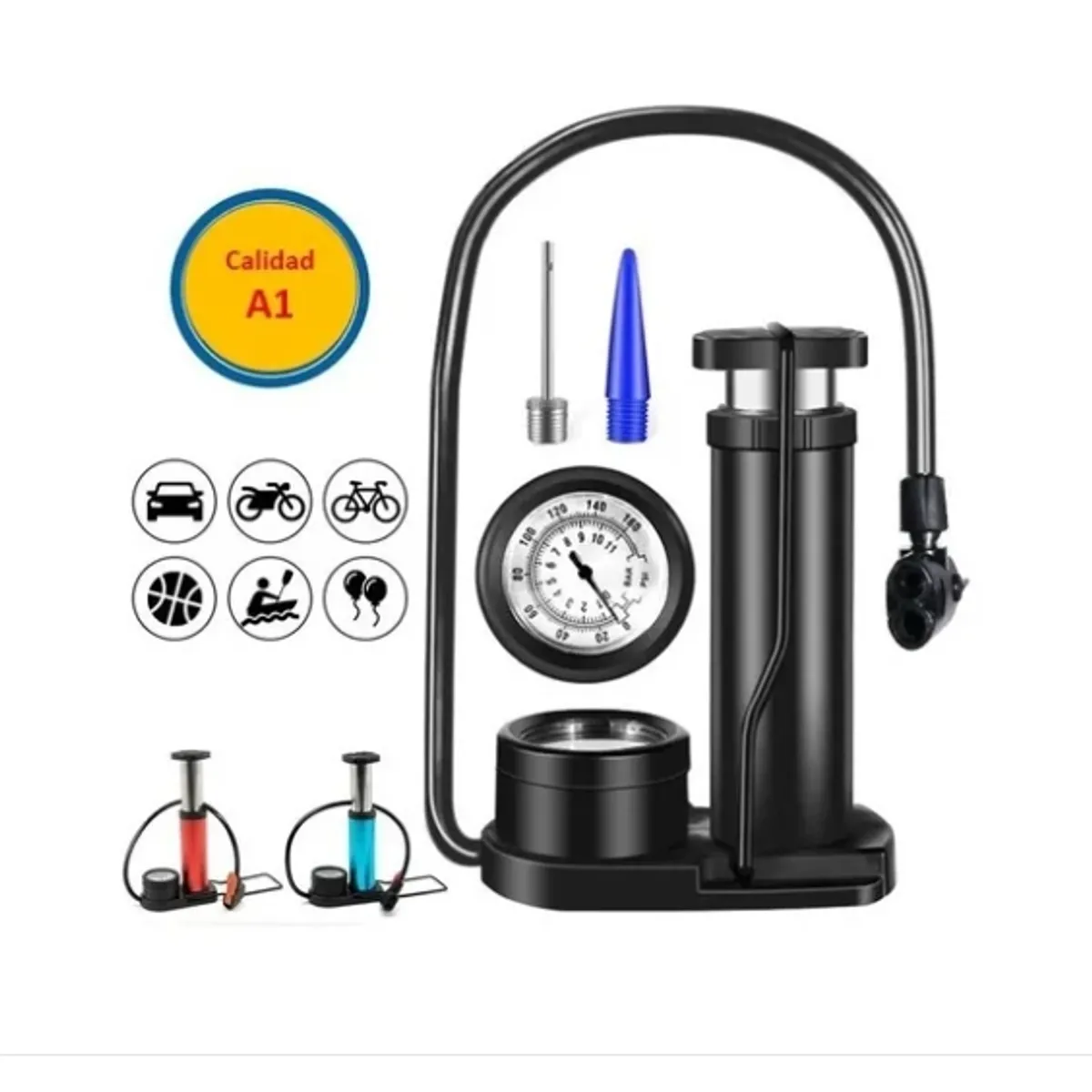 BUSTER - Bombin Inflador Con Medidor De Presión Bici Moto Pelota