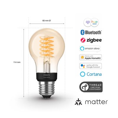 Imagen 2 del producto Pack 2 Filamento Vintage Luz Ambar Zigbee A60 BT E27 7W