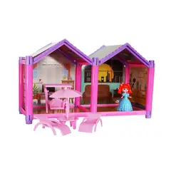 GENERICO - Casa De Muñecas 1 Piso Incluye Muñeca Casita 44 Pcs