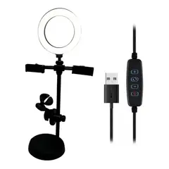 GENERICO - ARO DE LUZ 16CM CON SOPORTE DOBLE Y MIC