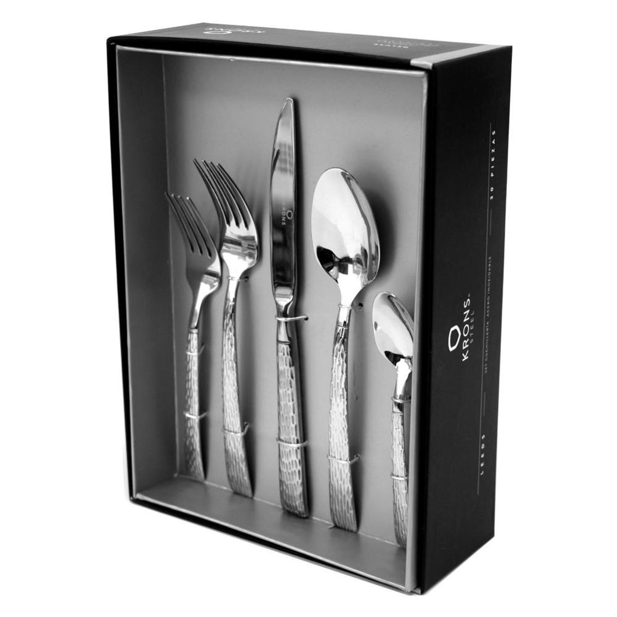 KRONS - Set Cubiertos Acero Inoxidable 30 Piezas Plateados krons