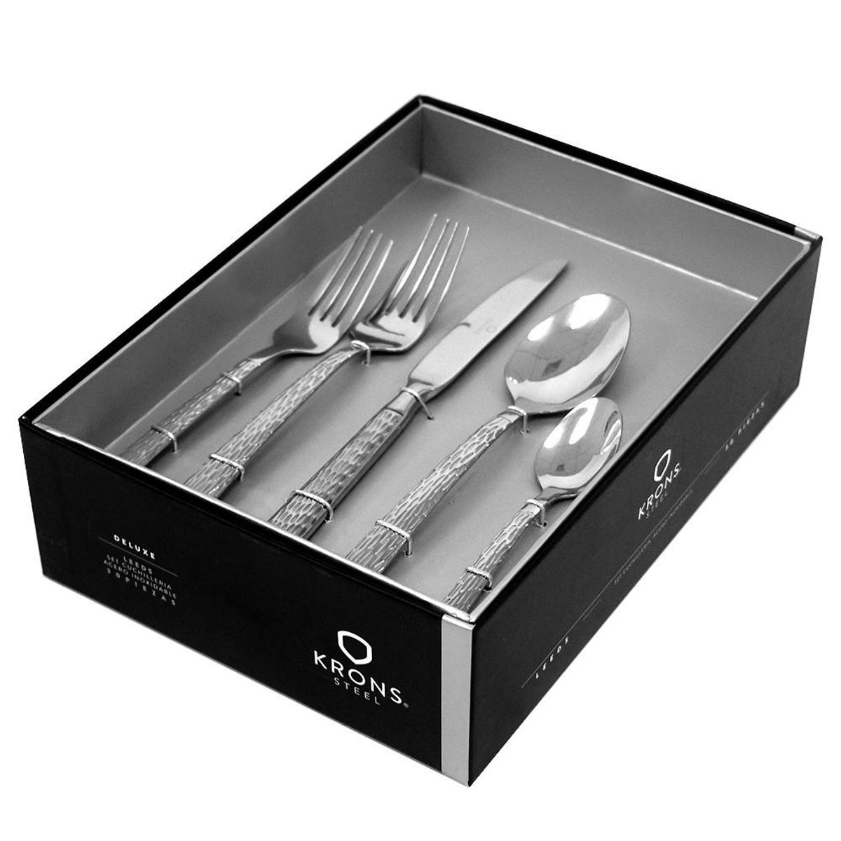 KRONS - Set Cubiertos Acero Inoxidable 30 Piezas Plateados krons