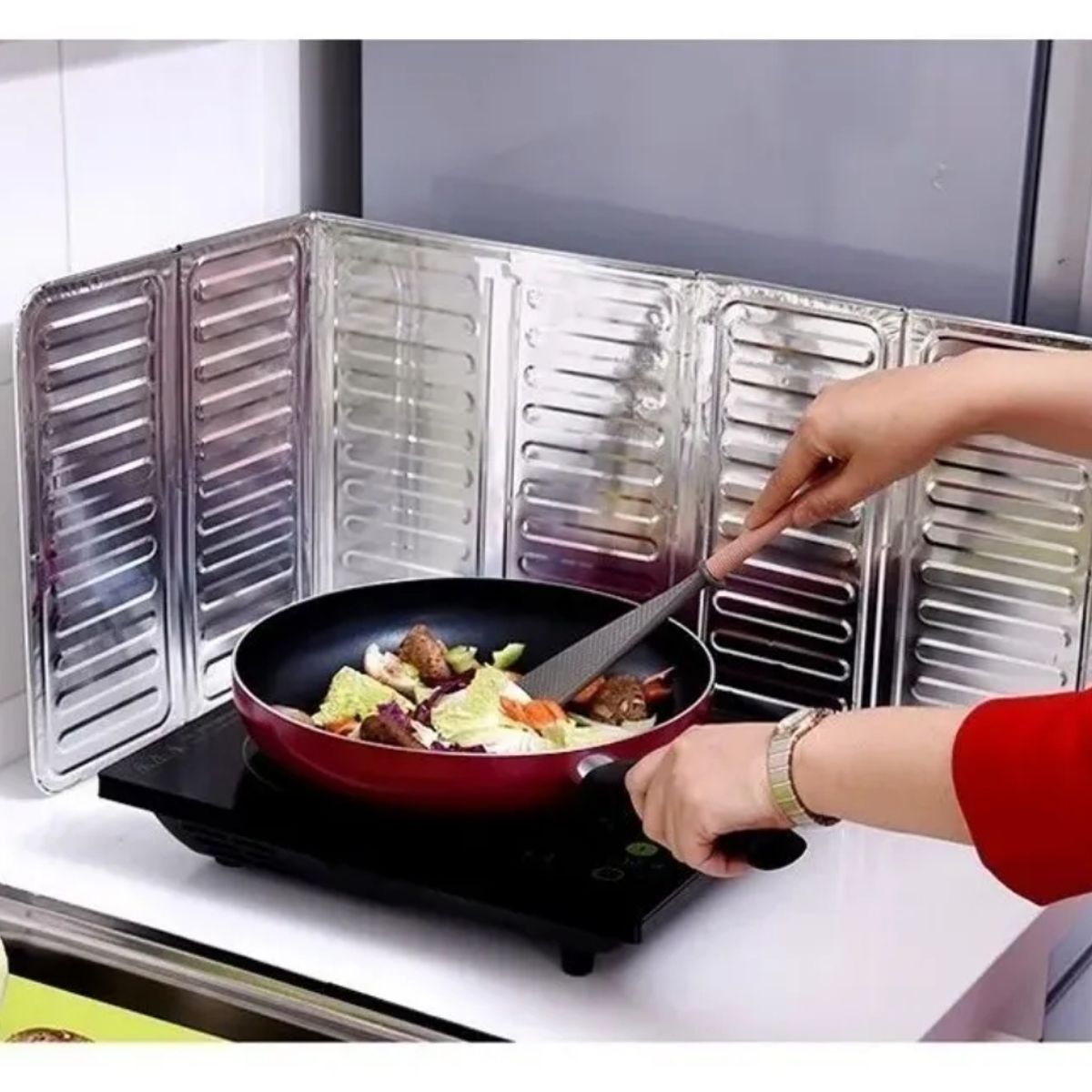 GENERICO - 2x Protector Aluminio 32x84cm Anti Salpicadura Aceite Cocina