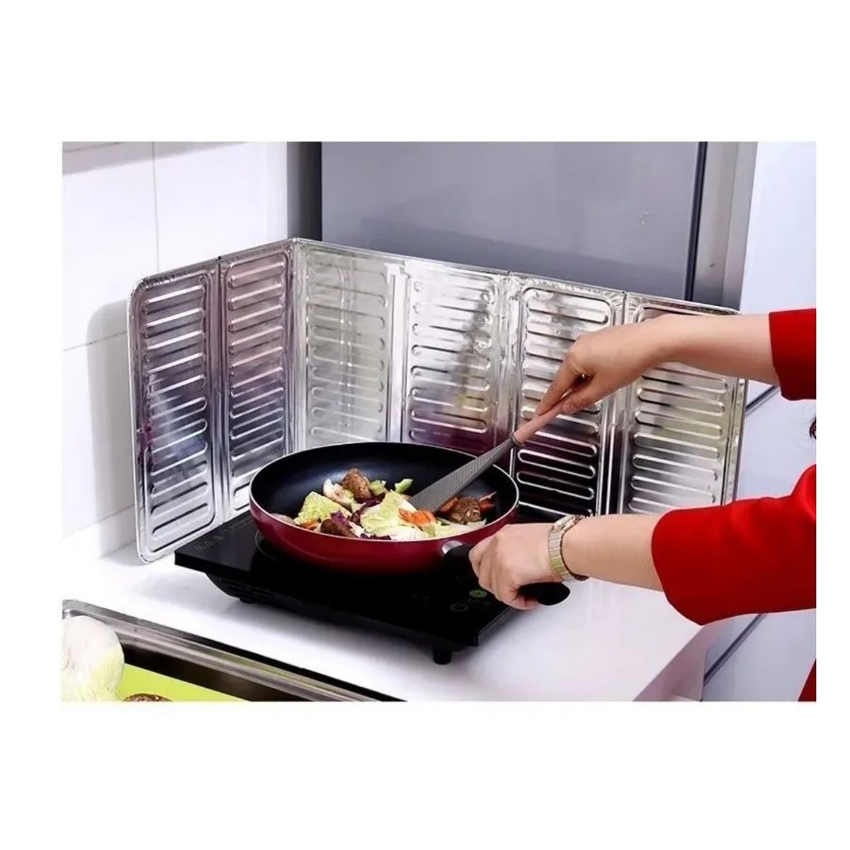 GENERICO - 2x Protector Aluminio 32x84cm Anti Salpicadura Aceite Cocina