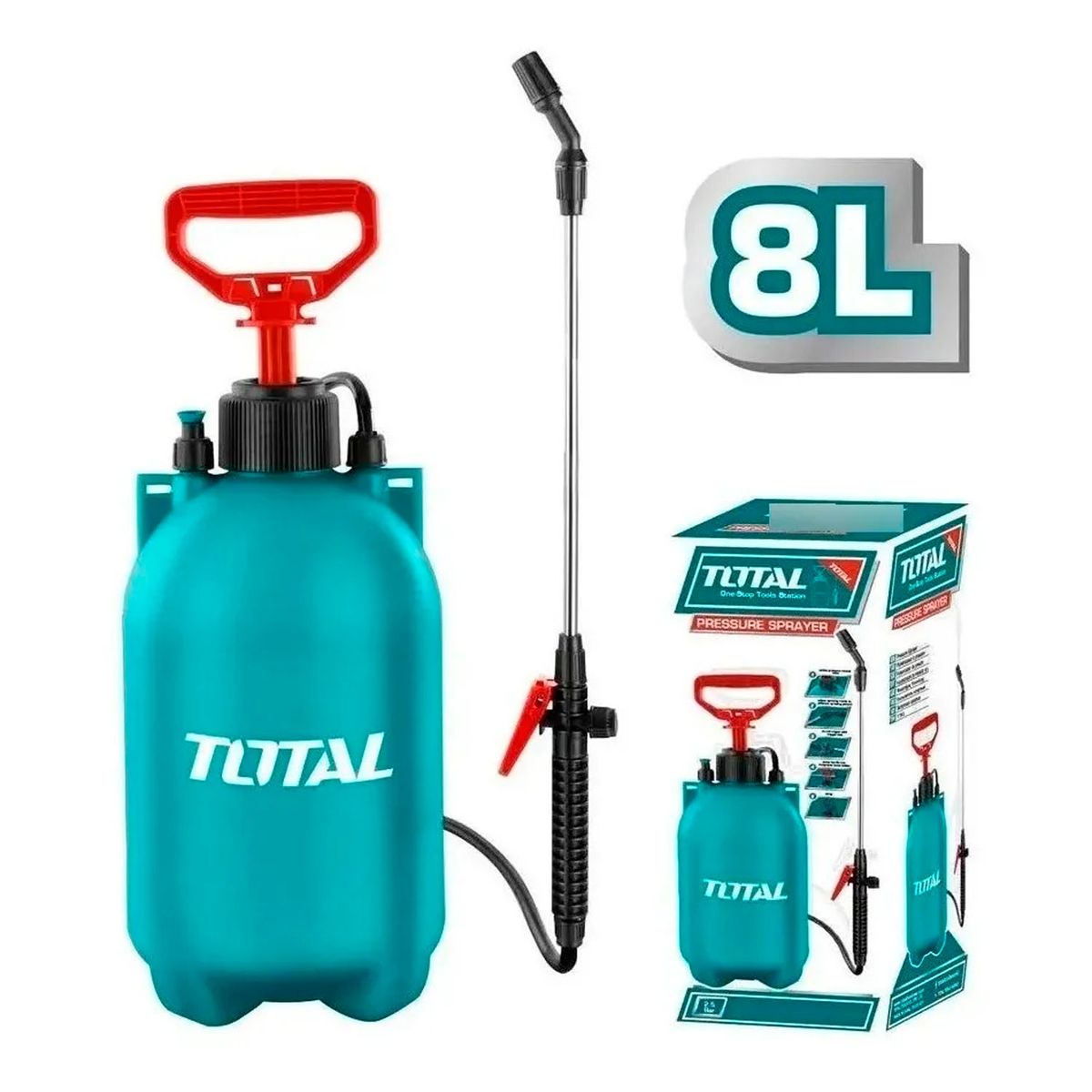 TOTAL TOOLS - Rociador Pulverizador Fumigador Manual A Presion 8lts
