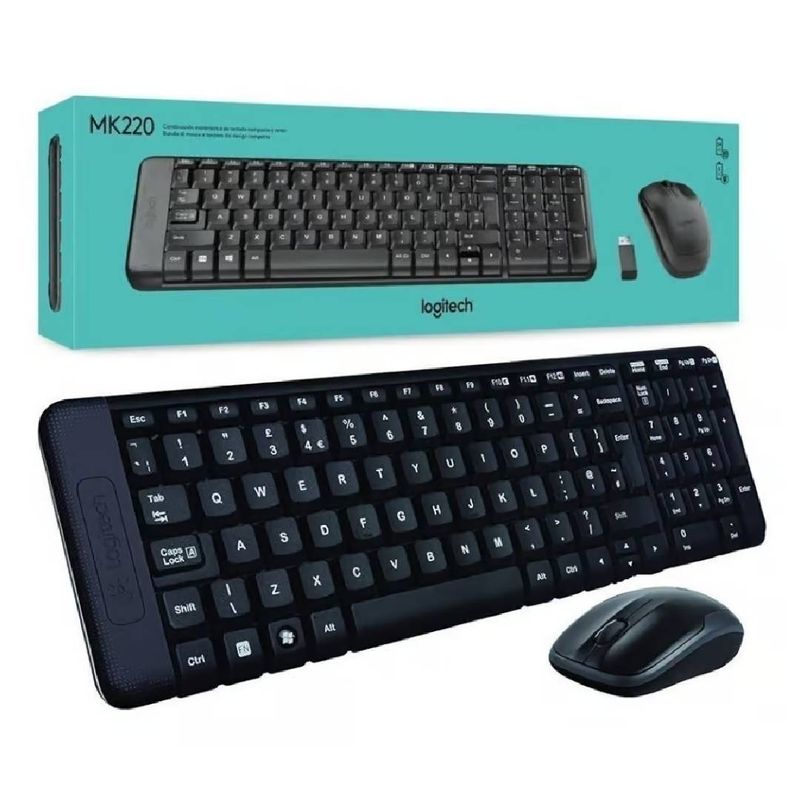 LOGITECH - Kit Teclado y Mouse Logitech MK220 Inalambrico Negro Español