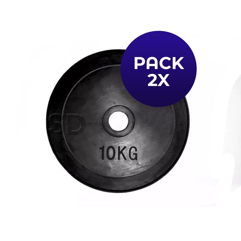 SDFIT - Disco Engomado10 KG para Barra Olímpica Eco Rubber Pack2x